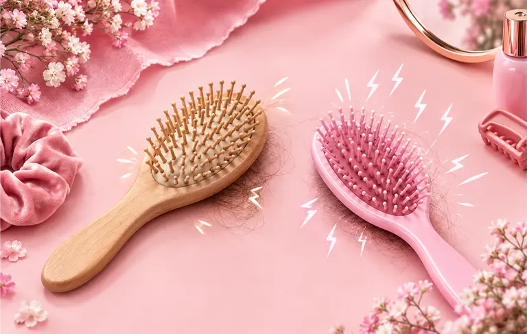 برس مو با بدنه چوبی